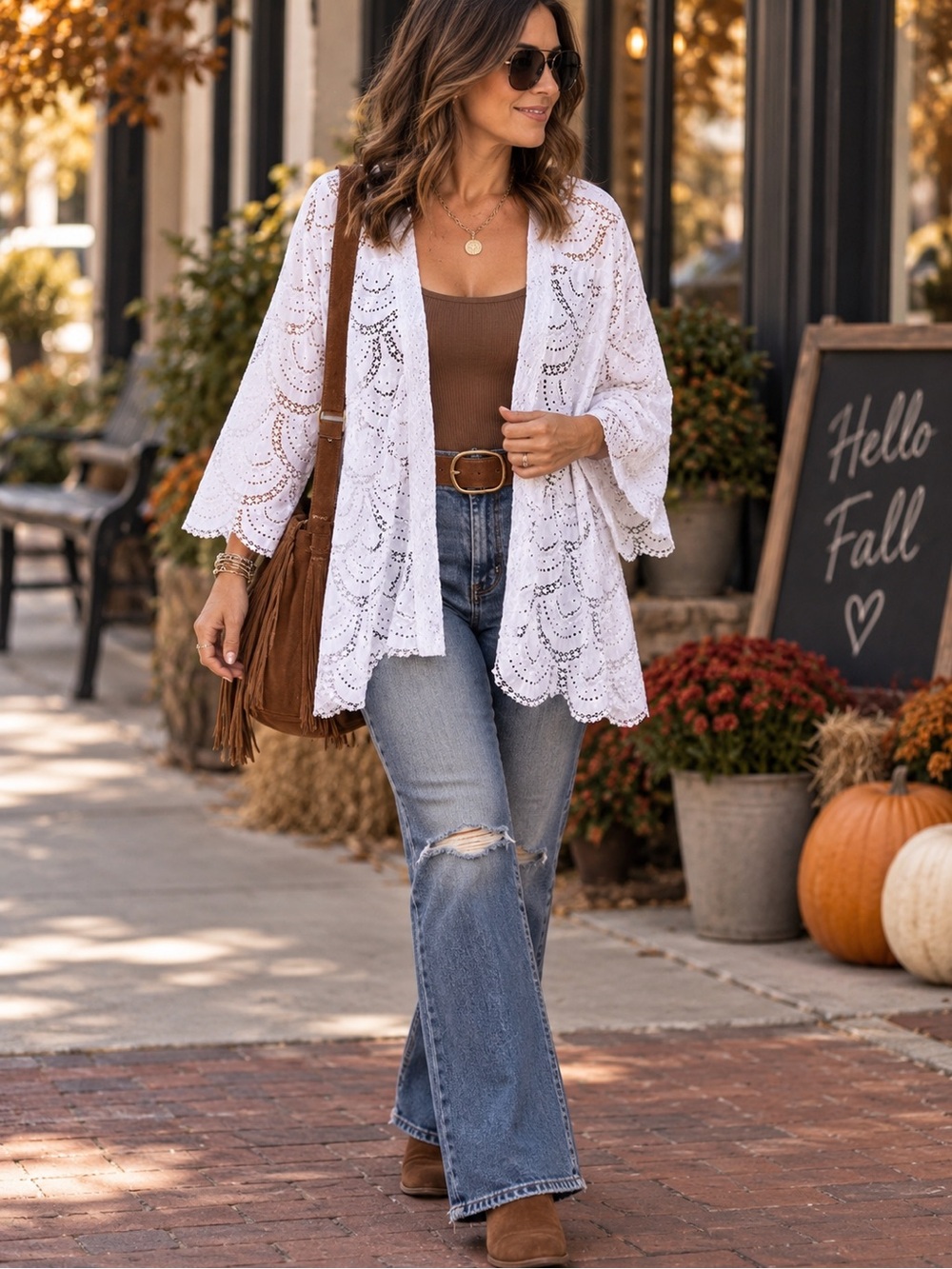 White Crochet Lace Kimono Cardigan Size Medium NWT